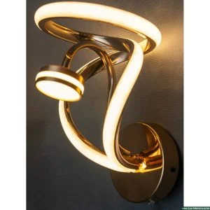 LED Wall Sconce Light – Golden Spiral Design for Elegant Ambient Lighting – Indoor Bedroom & Living Room Fixture