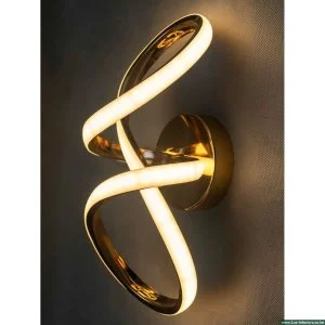 LED Wall Sconce Light – Golden Spiral Design for Elegant Ambient Lighting – Indoor Bedroom & Living Room Fixture