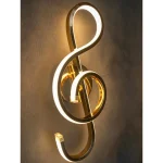 Wall Sconce Light – Gold Music Note Decorative Design for Ambient Lighting – Indoor Bedroom & Living Room Fixture