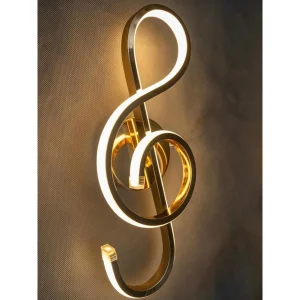 Wall Sconce Light – Gold Music Note Decorative Design for Ambient Lighting – Indoor Bedroom & Living Room Fixture