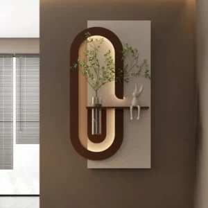 Modern Wall-Mounted LED Art Shelf with Glass Vase