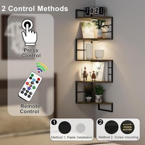 Corner Floating Shelves With Lights