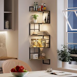 Corner Floating Shelves With Lights