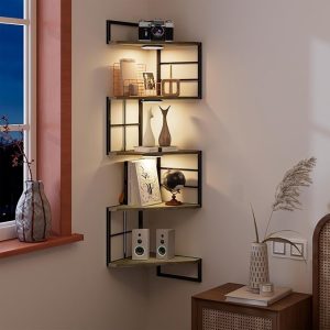 Corner Floating Shelves With Lights