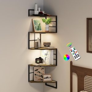 Corner Floating Shelves With Lights