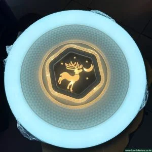 LED Ceiling Light – Decorative Reindeer & Moon Tri-Color Design – Indoor Kids Bedroom & Living Room Fixture