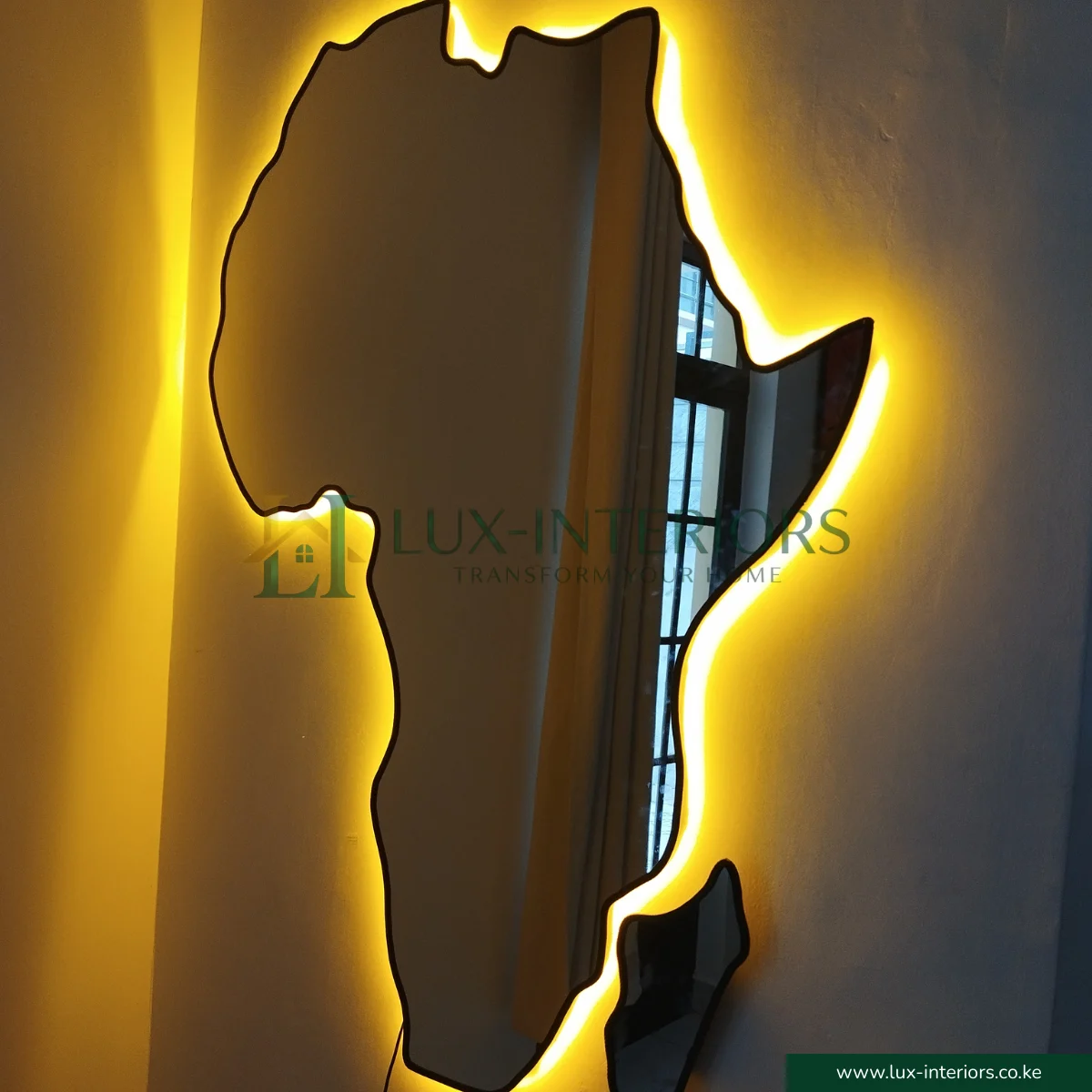 Africa Map LED Mirror – Backlit Wall Mirror with Soft Ambient LED Lighting – Decorative Feature Mirror - Image 4