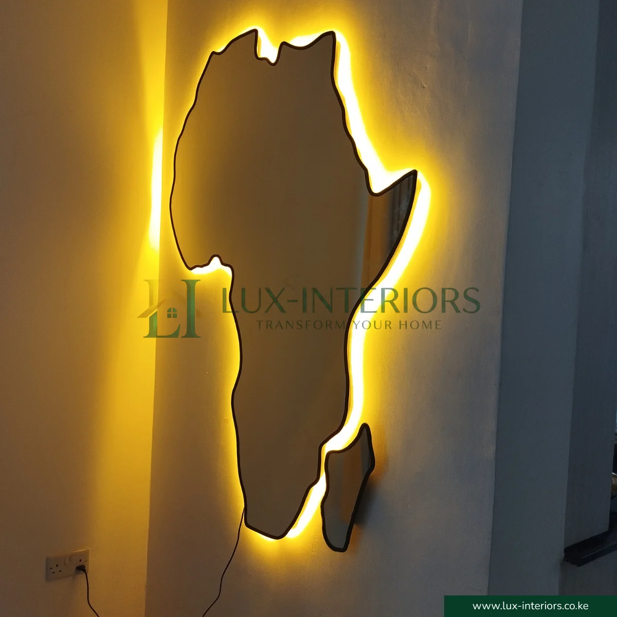 Africa Map LED Mirror – Backlit Wall Mirror with Soft Ambient LED Lighting – Decorative Feature Mirror - Image 5