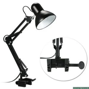 Black Desk Lamp – Adjustable LED Lighting with Sturdy Desk Clamp – Office & Study Table Lamp