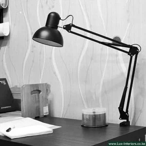 Black Desk Lamp – Adjustable LED Lighting with Sturdy Desk Clamp – Office & Study Table Lamp