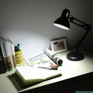 Black Desk Lamp – Adjustable LED Lighting with Sturdy Desk Clamp – Office & Study Table Lamp