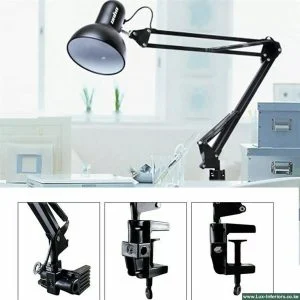 Black Desk Lamp – Adjustable LED Lighting with Sturdy Desk Clamp – Office & Study Table Lamp