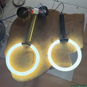 LED Pendant Light – Black Hanging Circular Ring Design for Modern Ambient Lighting – Indoor Ceiling Fixture