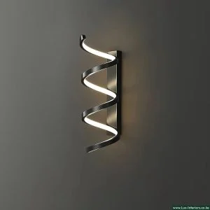 LED Wall Sconce Light – Black Spiral Design for Modern Ambient Lighting – Indoor Bedroom & Living Room Fixture