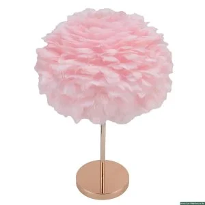 Feather Bedside Lamp – Elegant Gold Finish with Soft Ambient Light – Table Lamp for Bedroom & Living Room