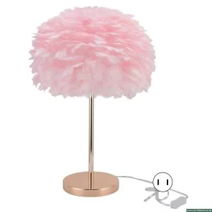 Feather Bedside Lamp – Elegant Gold Finish with Soft Ambient Light – Table Lamp for Bedroom & Living Room