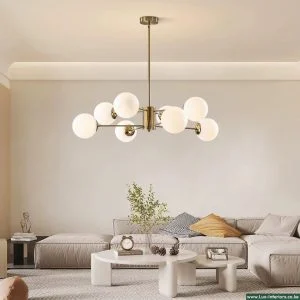 Nordic Chandelier – Gold 8-Arm Bulb Design for Modern Ambient Lighting – Indoor Dining & Living Room Fixture