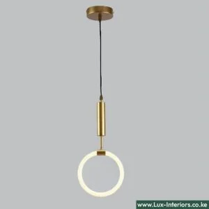 LED Pendant Light – Gold Hanging Circular Ring Design for Modern Ambient Lighting – Indoor Ceiling Fixture