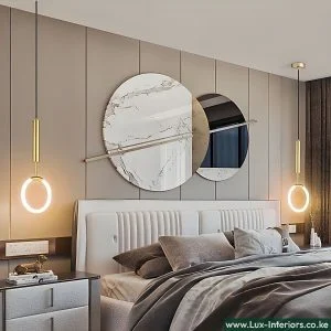 LED Pendant Light – Gold Hanging Circular Ring Design for Modern Ambient Lighting – Indoor Ceiling Fixture