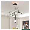 Luxury LED Chandelier – Swirl Frame with Crystal Ball Design – Black 3-Color Adjustable Height