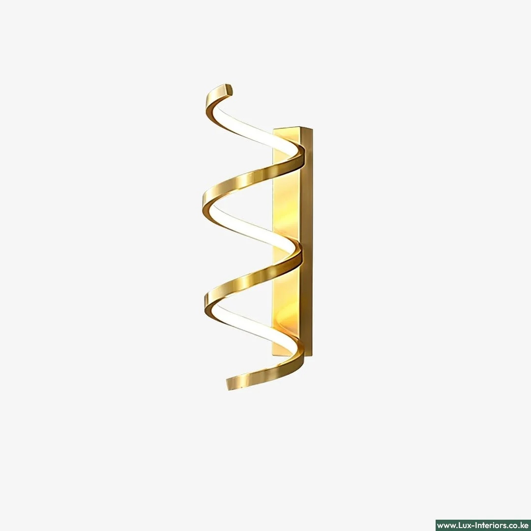 LED Wall Sconce Light – Golden Spiral Design for Elegant Ambient Lighting – Indoor Bedroom & Living Room Fixture
