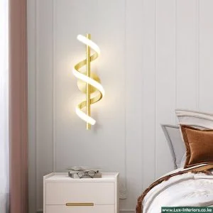 LED Wall Sconce Light – Golden Spiral Design for Elegant Ambient Lighting – Indoor Bedroom & Living Room Fixture