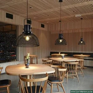 Scandinavian Pendant Light – Semicircular Wrought Iron Grid Lampshade – Modern Ceiling Hanging Fixture