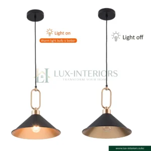 Industrial Pendant Lamp – Single-Light Modern Farmhouse Ceiling Fixture – Black Finish