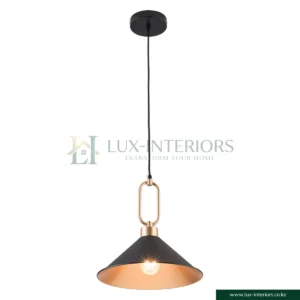 Industrial Pendant Lamp – Single-Light Modern Farmhouse Ceiling Fixture – Black Finish