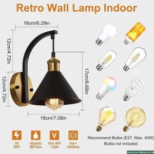 Wall Sconce Lamp – Vintage Industrial Design for Ambient Lighting – Indoor Bedroom & Living Room Fixture