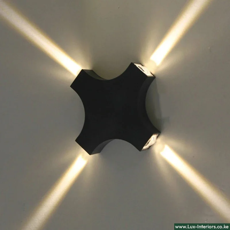 LED Wall Lamp – Waterproof Exterior Cross Star Design for Outdoor Lighting – Modern Garden & Patio Fixture