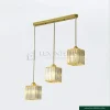 3 Hanging Crystal Chandelier Light with Adjustable Height, Gold Rectangular Base for Living Room, Dining, & Restaurants