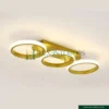 3-in-1 LED Ceiling Light – Modern Gold Triple-Circular Flush Mount with Acrylic Diffuser – 3-Color Dimmable Indoor Fixture