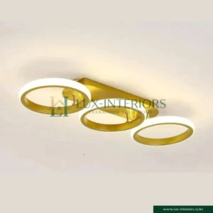 3-in-1 LED Ceiling Light – Modern Gold Triple-Circular Flush Mount with Acrylic Diffuser – 3-Color Dimmable Indoor Fixture