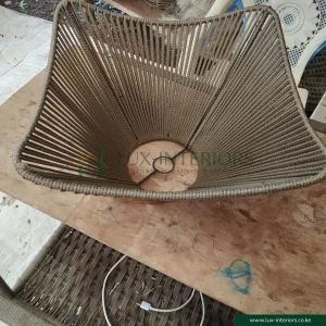 Woven Rope Lamp Shade – Beige African Rattan-Style Design for Warm Ambient Lighting – Indoor Bedroom & Living Room Fixture