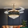 Ceiling Fan with Light – Flush Mount Chandelier Design with Remote Control – Indoor Bedroom & Living Room Fixture