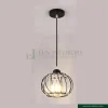 Crystal Pendant Light – Simple Modern Wire-Style Glass Lantern Design – Indoor Ceiling Fixture for Living Room & Dining
