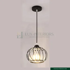 Crystal Pendant Light – Simple Modern Wire-Style Glass Lantern Design – Indoor Ceiling Fixture for Living Room & Dining