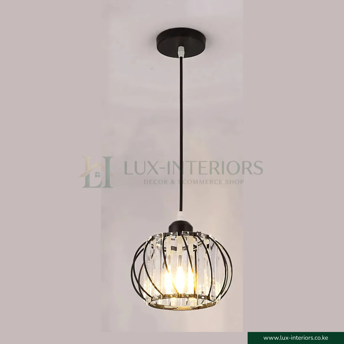 Crystal Pendant Light – Simple Modern Wire-Style Glass Lantern Design – Indoor Ceiling Fixture for Living Room & Dining