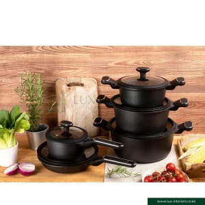 Edenburg Granite Marble Cookware Set – Premium 10-Piece Non-Stick Pots & Pans with Durable Stone Coating – Modern Home Kitchen Set