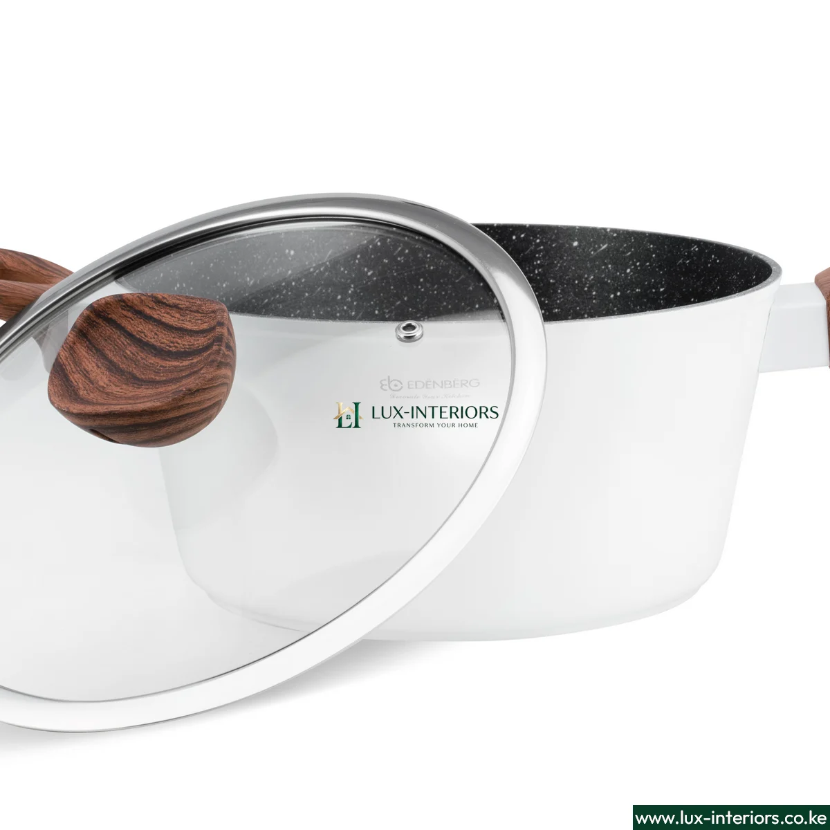 Edenburg Granite Marble Cookware Set – White 15-Piece Non-Stick Pots & Pans with Durable Stone Coating – Modern Home Kitchen Set - Image 19