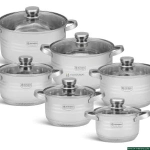 Edenburg Stainless Steel Cookware Set – Luxury 12-Piece Pan Collection – Induction & Gas Compatible Kitchen Set