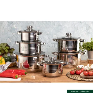 Edenburg Stainless Steel Cookware Set – Luxury 12-Piece Pan Collection – Induction & Gas Compatible Kitchen Set