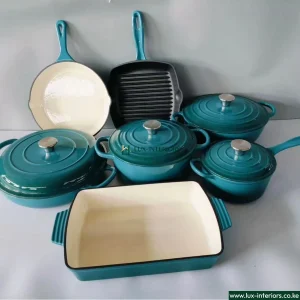 Enamel Cast Iron Cookware Set – 11-Piece Blue Cooking Pots & Casseroles for Stovetop & Oven – Durable Kitchen Essentials