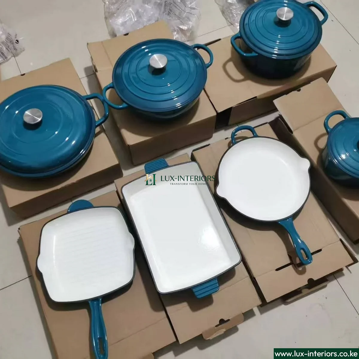 Enamel Cast Iron Cookware Set – 11-Piece Blue Cooking Pots & Casseroles for Stovetop & Oven – Durable Kitchen Essentials - Image 2