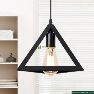 Equator Industrial Pendant Light – 3-Light Black Metal Triangle Design with Matte Finish – Circular Base Indoor Ceiling Fixture