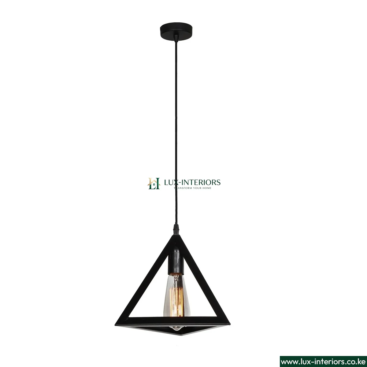 Equator Industrial Pendant Light – 1-Light Black Metal Triangle Design with Matte Finish – Modern Indoor Ceiling Fixture
