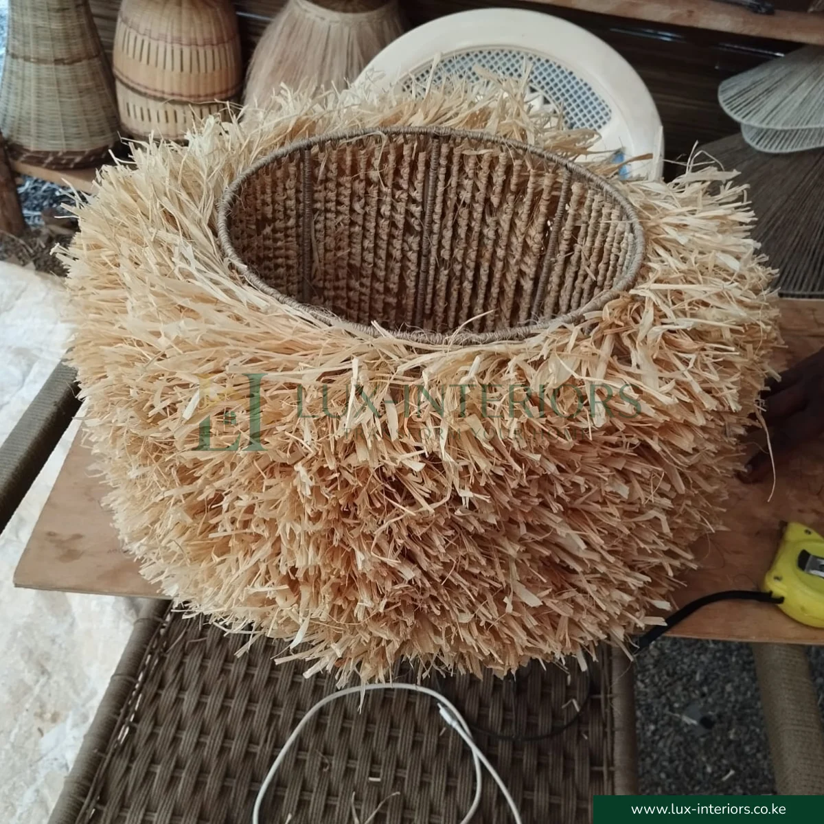 Ceiling Lamp – Fluffy Afro-Inspired Round Lampshade with Layered Texture – Indoor Bedroom & Living Room Fixture - Image 5
