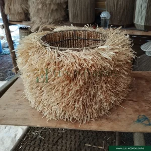Ceiling Lamp – Fluffy Afro-Inspired Round Lampshade with Layered Texture – Indoor Bedroom & Living Room Fixture