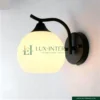 Globe Wall Sconce Light – Contemporary Frosted Glass Light for Hallways & Living Spaces – Black